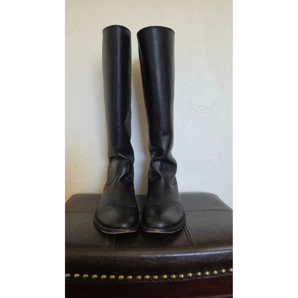 Frye Melissa Old‎ Money Preppy Button Back Zip Riding Leather High Boot sz 8B